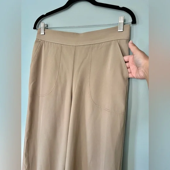 Max Studio Pull On Wide Leg Athlesiure Trouser Pants Tan‎ Beige Size Medium - Picture 3 of 6